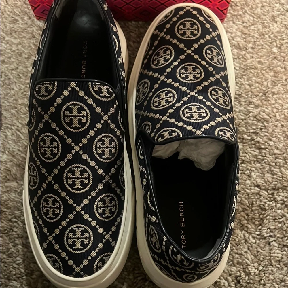 Tory Burch Navy and Cream Slip-On Sneakers - Picture 7 of 7
